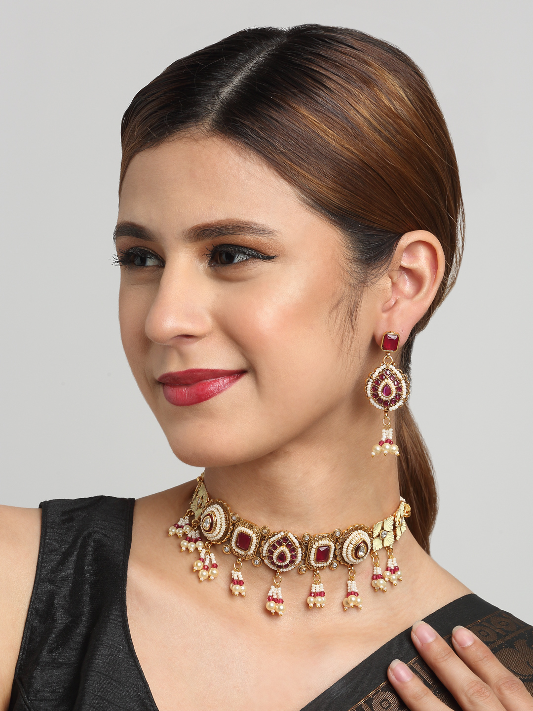 YouBella Jewellery Celebrity Inspired Gold Plated Necklace Jewellery Set for Girls and Women